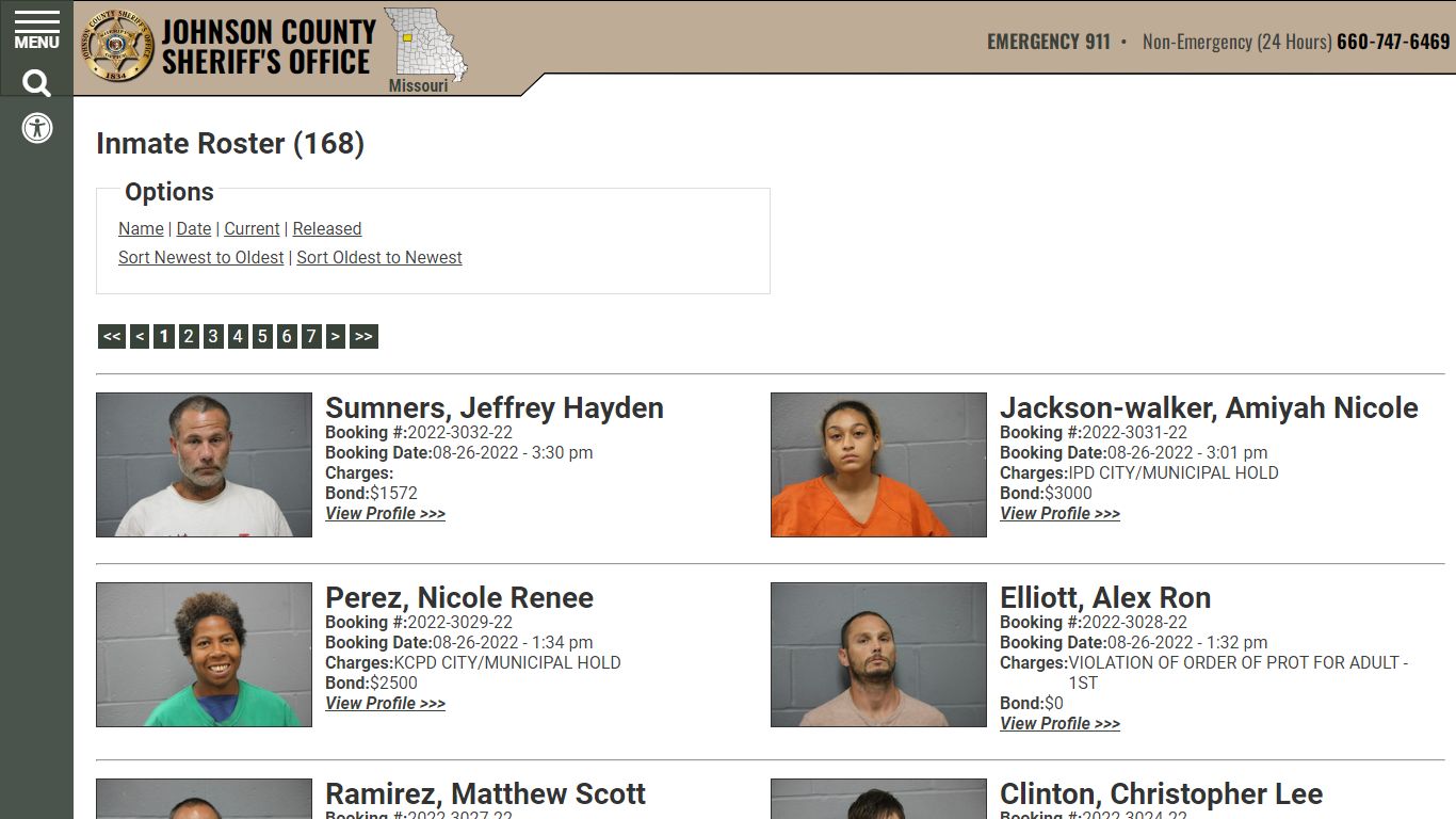 Current Inmates Booking Date Descending - Johnson County Sheriff MO